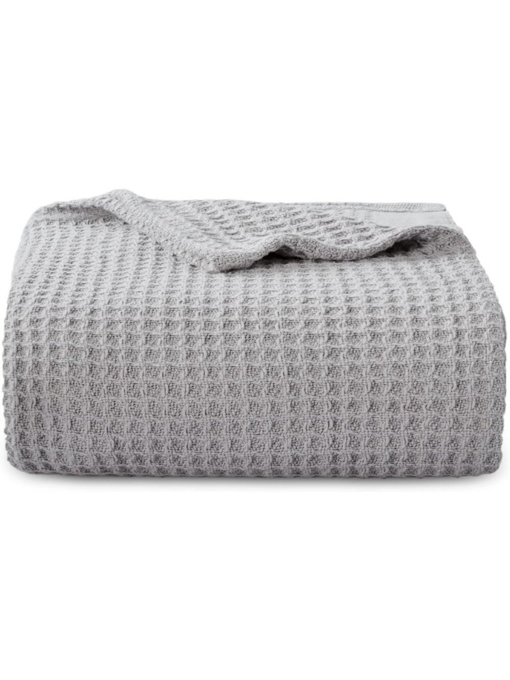 Cozy 100% Cotton Waffle Weave Throw Blanket for Couch, Soft Grey, 50"x70
